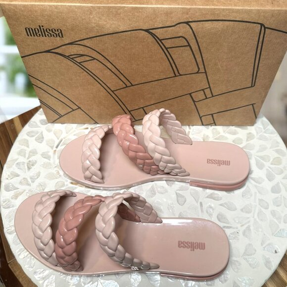 Melissa Wrap Sandals Pink Braided Double Strap Slide Jelly Slip On Size 7 Brazil - Picture 7 of 13